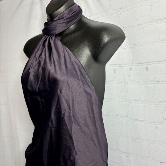 NEW House of CB purple satin draped open back mini dress size L+ - Picture 5 of 11